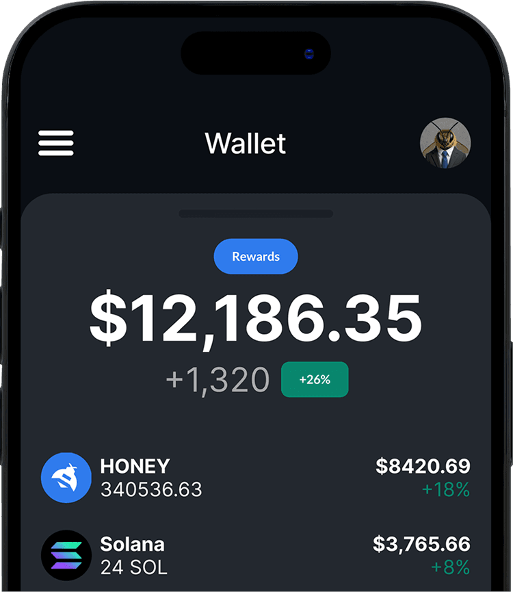 crypto wallet app displayed in smartphone